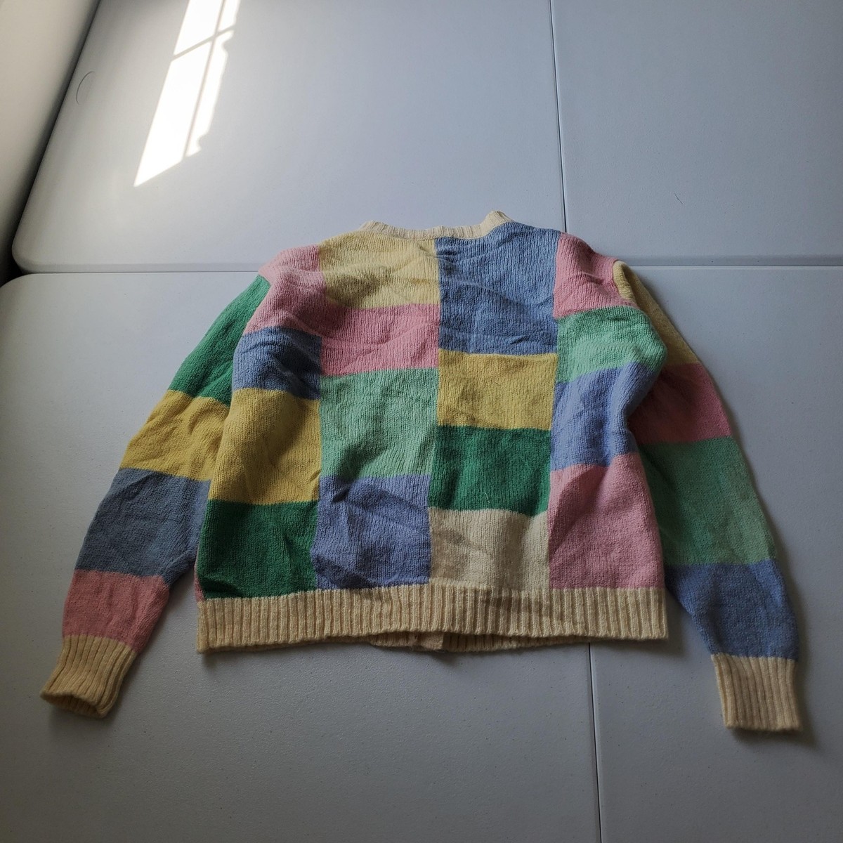 Vintage Orvis Sweater Women Large Multicolor Wool Patchwork