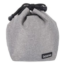 Soft Drawstring Lens Case with Cotton Pads 3.94" x 3.94" Grey