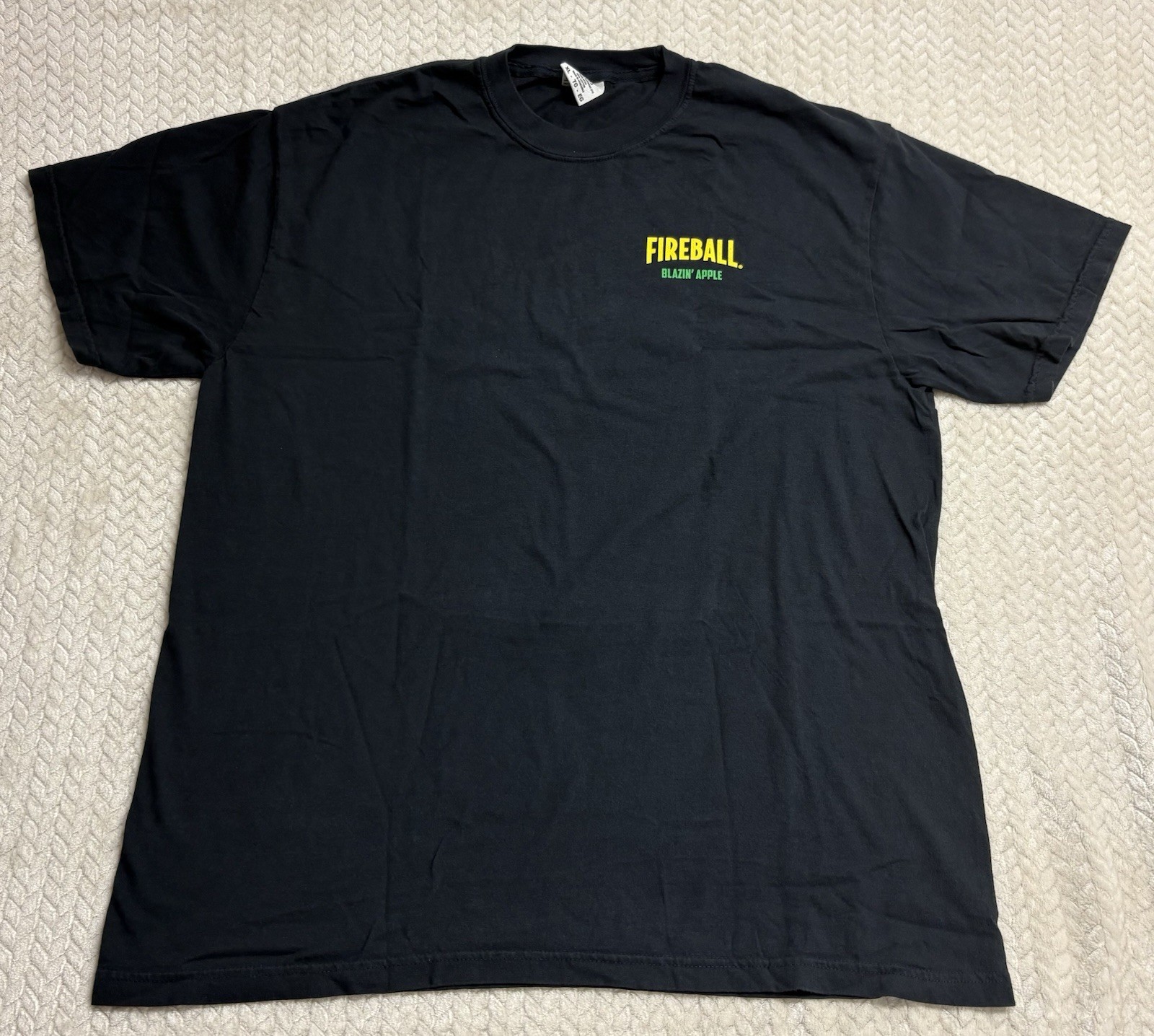 Fireball Whiskey Blazin Apple T Shirt XL Black Graphic Promo Tee Flames