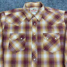 Vintage Wrangler Pearl Snap Shirt Mens L Plaid American Cowboys Western Stitched
