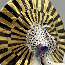 Herend  Figurine - Peacock - Black Fishnet