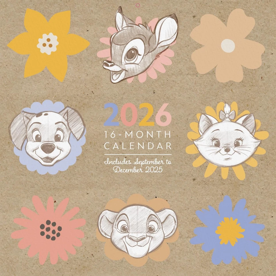 DISNEY CLASSICS 2026 Square Wall Calendar 16 months NEW