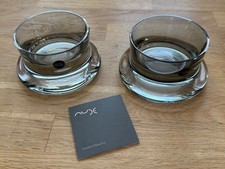 NUDE Glass Stamp Bowl Smoke Set of 2 - Handmade Lead-Free Crystal - New