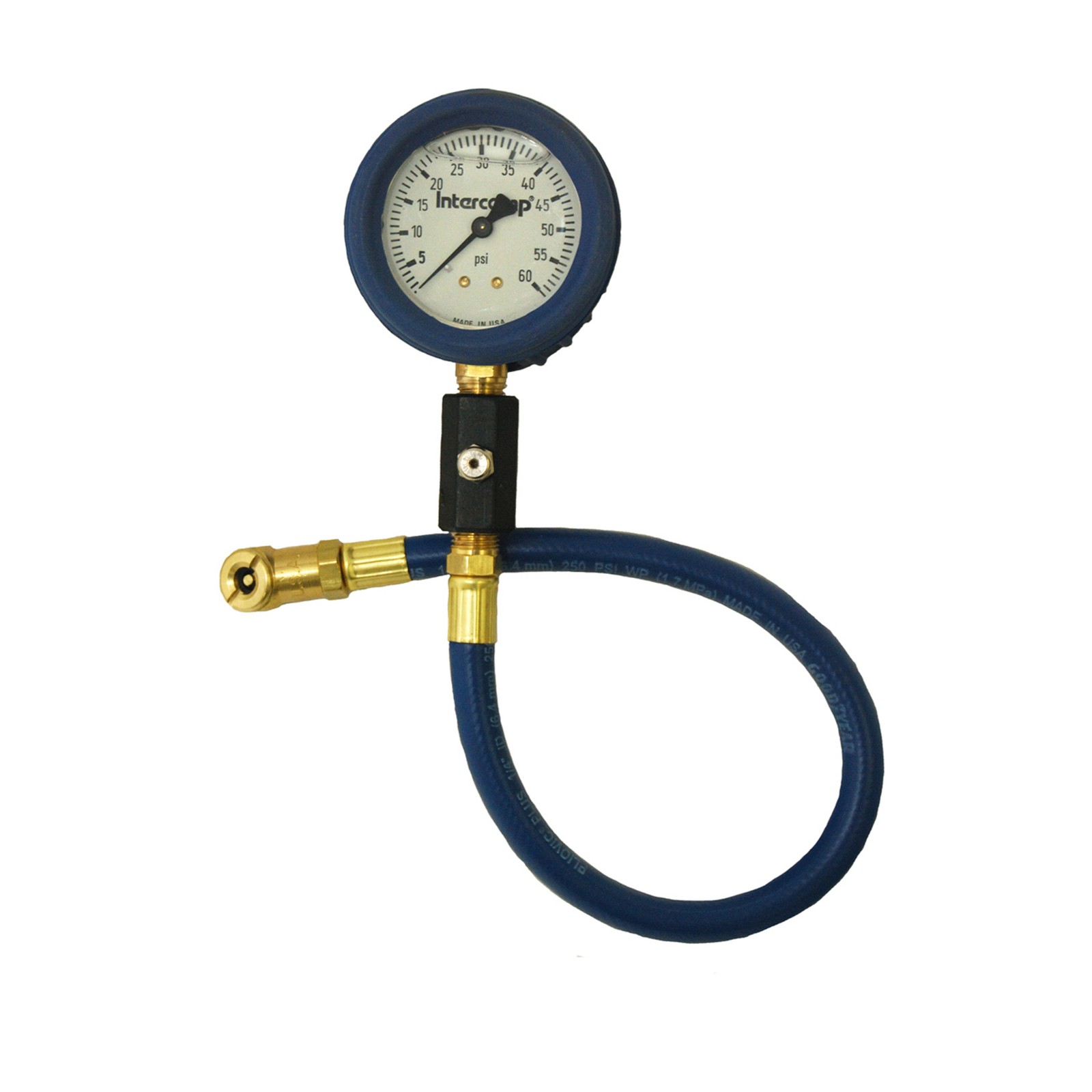 Intercomp Deluxe Tyre Pressure Gauge - Liquid Filled Dial 0-60 Psi