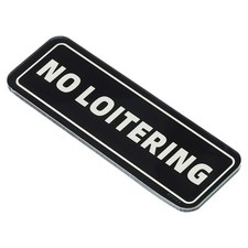 No Loitering Sign, Acrylic 6"x2" Holder Sign Sticker Symbol, Black