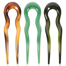 3pcs French Hair Pin U Shaped Hairpin with Two Prongs, Hair Fork Hair Clips Chig
