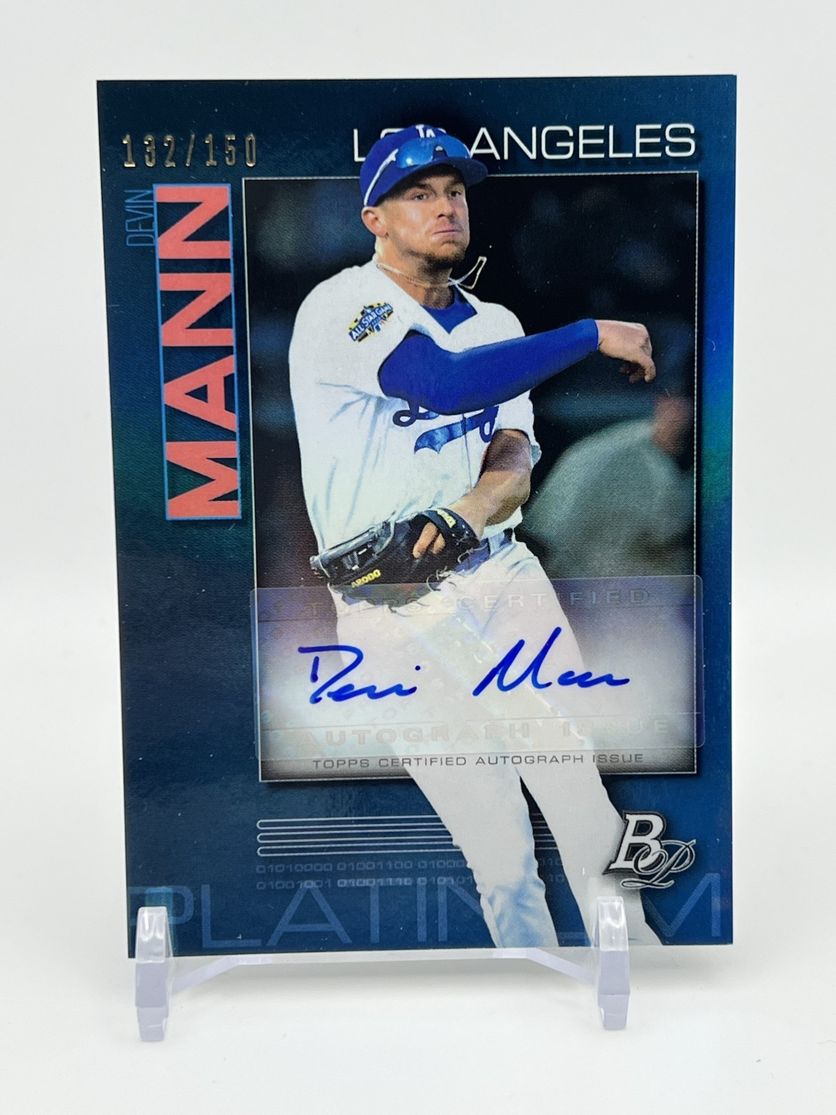 Devin Mann 2020 Top Prospect Autograph /150 Bowman Platinum #TOP-81 Dodgers