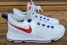 NIKE ZOOM KD 9 USED SIZE 10 USA WHITE UNIVERSITY RED KEVIN DURANT 843392160 NICE