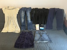 Girls Clothes Lot Size 7- 8 Dress Skirts Jeans Sweatpants Stockings Top 9 Pieces
