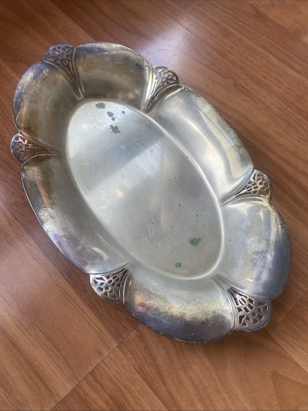 Vintage WM Rogers Silver Plated Oval Bread Tray Plate #419 12.5” x 7.5”