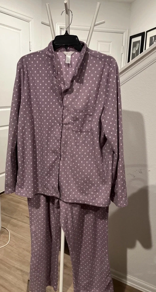 Addona 2 piezas Poliéster Spandex Ropa de Salón Conjunto Pantalón PJ Talla XXL Vellón Púrpura Foto 2 de 4