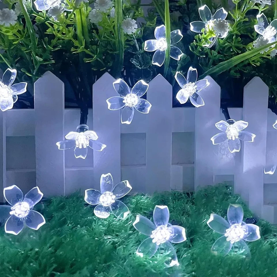 Cadena de luces de flores blancas - 33 pies 100 led lámpara estética decoración para Navidad... Foto 4 de 4