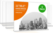 6 Pack 11X8.5 Clear Acrylic Sign Holder Stand, Horizontal Double-Sided Display,