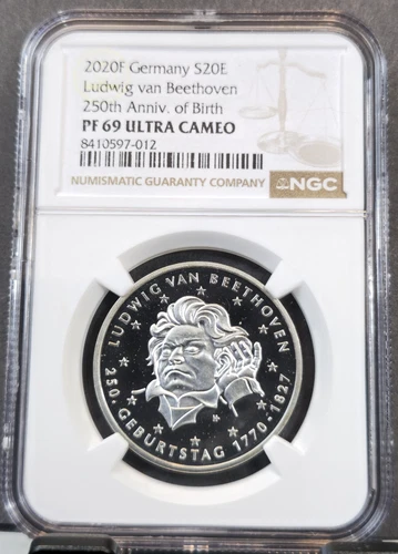 2020 GERMANY SILVER 20 EURO LUDWIG VON BEETHOVEN NGC PF 69 ULTRA CAMEO RARE GEM