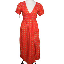 Urban Outfitters Flowy Cutout Dress Cottage Core Long Line Smocked waist Size SP