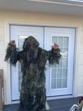 Black Savage Ghillie Suit Woodland Camouflage, 5-Piece, Size X-Large/xxlarge