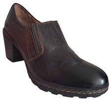 Bolo By Born Women's Black Leather Chunky Heel Shoes Sz 7.5