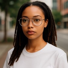 Nautica NL S6008 57 16 Silver Aviator Eyeglasses / Frames J37