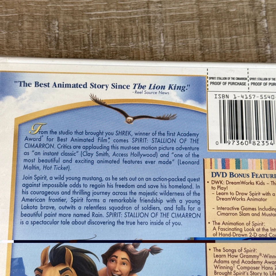 Spirit: Stallion of the Cimarron (DVD, 2002, Widescreen) Family - NEW & SEALED - Image 4 of 4