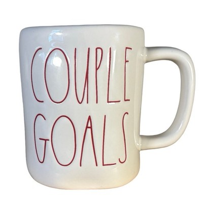 Rae Dunn COUPLE GOALS Mug LL Font White Red Valentine Farmhouse Decor