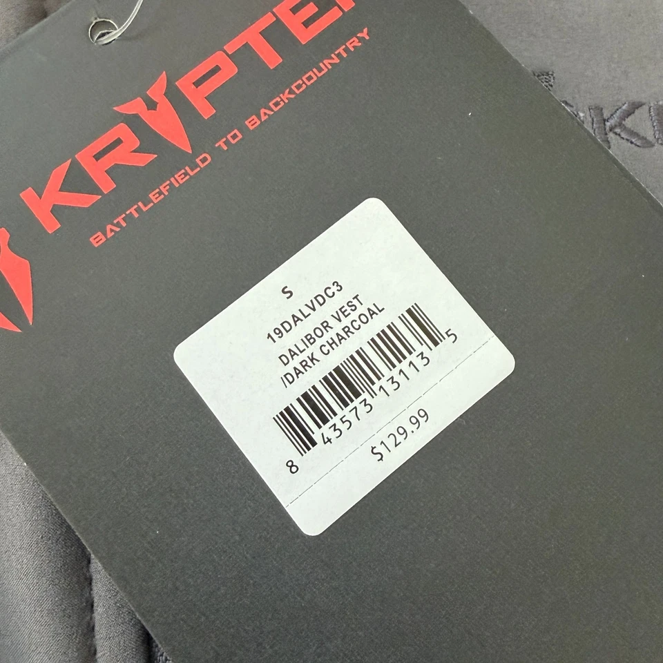 Kryptek Dalibor Softshell Vest Men’s Small Dark Charcoal New w/ Tags Waterproof - Image 2 of 4