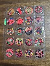Vintage Lot of 20 Pogs Mr Bones Skull Poison More 1990s Pogs Clean Neon