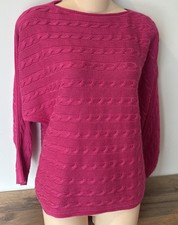 Lauren Ralph Lauren Fuchsia Pink M cable Knit Sweater Dolman Sleeve Boat Neck