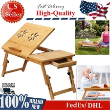 Bamboo Laptop Folding Lap Desk Notebook Bed Tray Table Portable Stand