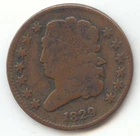 Photo of a 1829-P Half Cent from an eBay listing that sold on Jul 11, 2026