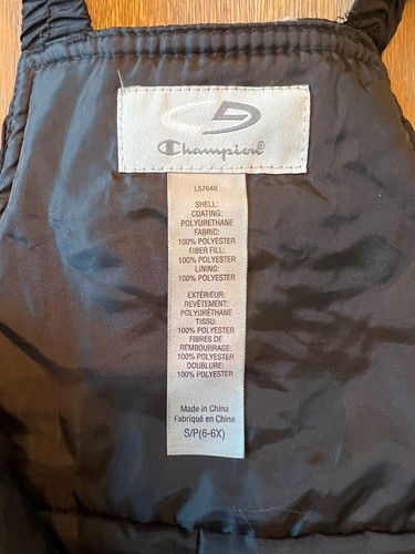 Champion Ski/snow bib overalls Pockets Black W/knee Enforce, Black Girls 6/6x - Picture 6 of 9