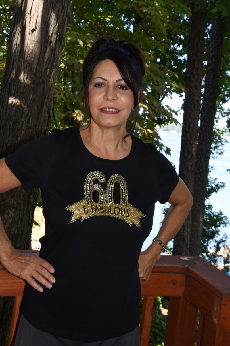 60th Birthday rhinestone glitter shirt or tank XS S M L XL