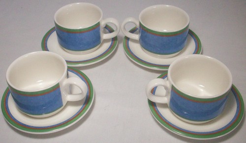 Villeroy & Boch : EASY LINEA: 4 Demitasse Espresso Cup & Saucer Sets: EXC: NR - Picture 2 of 6