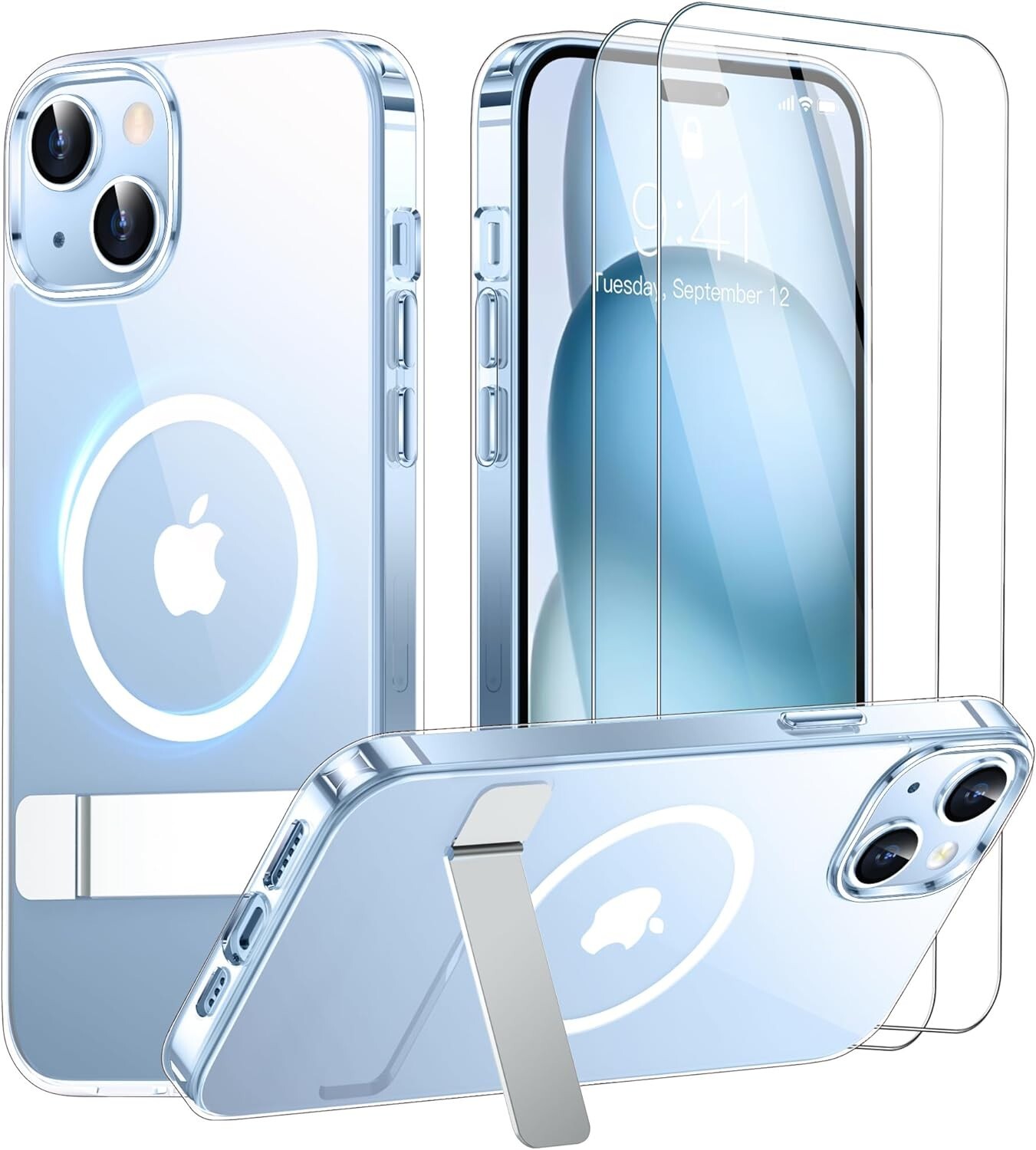 iPhone 15 Case/iPhone 14 Case, with Invisible Kickstand, Magnetic Case Shockproo-image