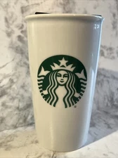 Starbucks Ceramic 12 Oz To Go Cup 6" w/lid EUC 2016