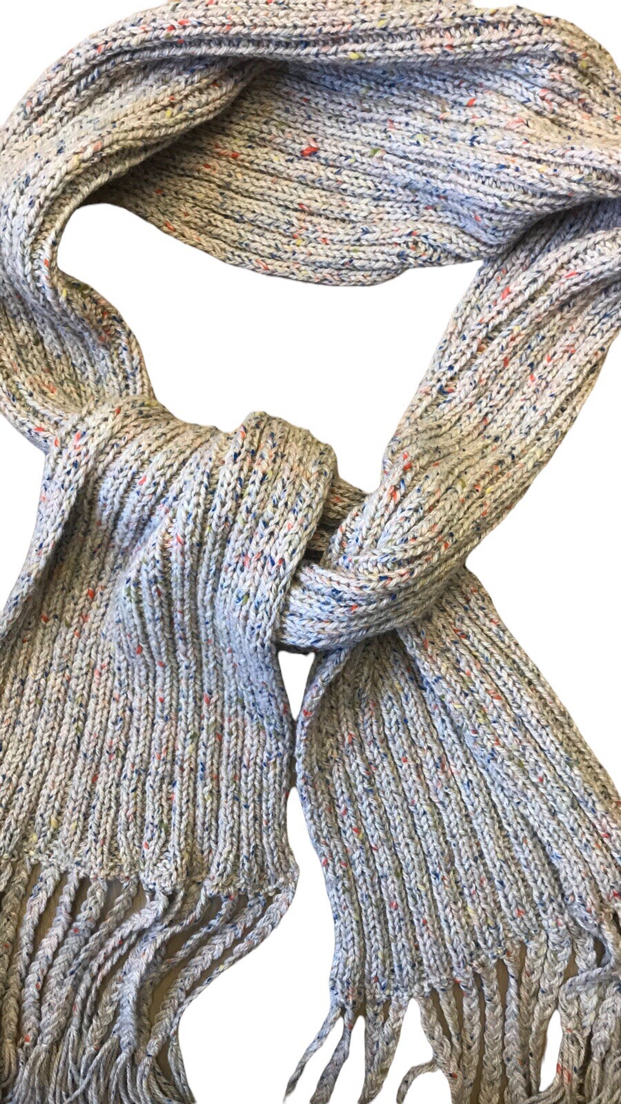 PRIMARK Ladies Hat and Scarf Set Wool Beige Yellow Blue Red Fleck Warm