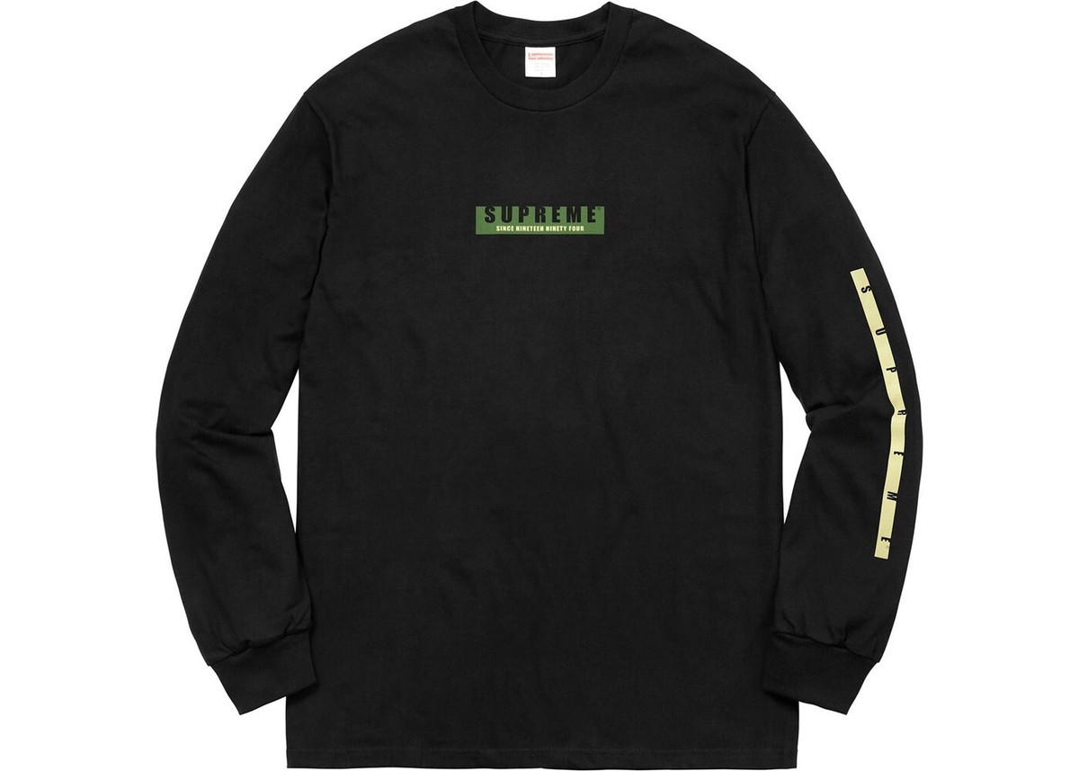 Supreme 1994 LS Black tee Sz M !! box logo cross cdg motion | eBay