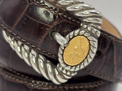 Brighton Museum Collection Vintage Brown Roman Mythology Medallions Belt Size SM Brighton 1995 Museum Collection Leather Belt Greco-Roman  main image 4