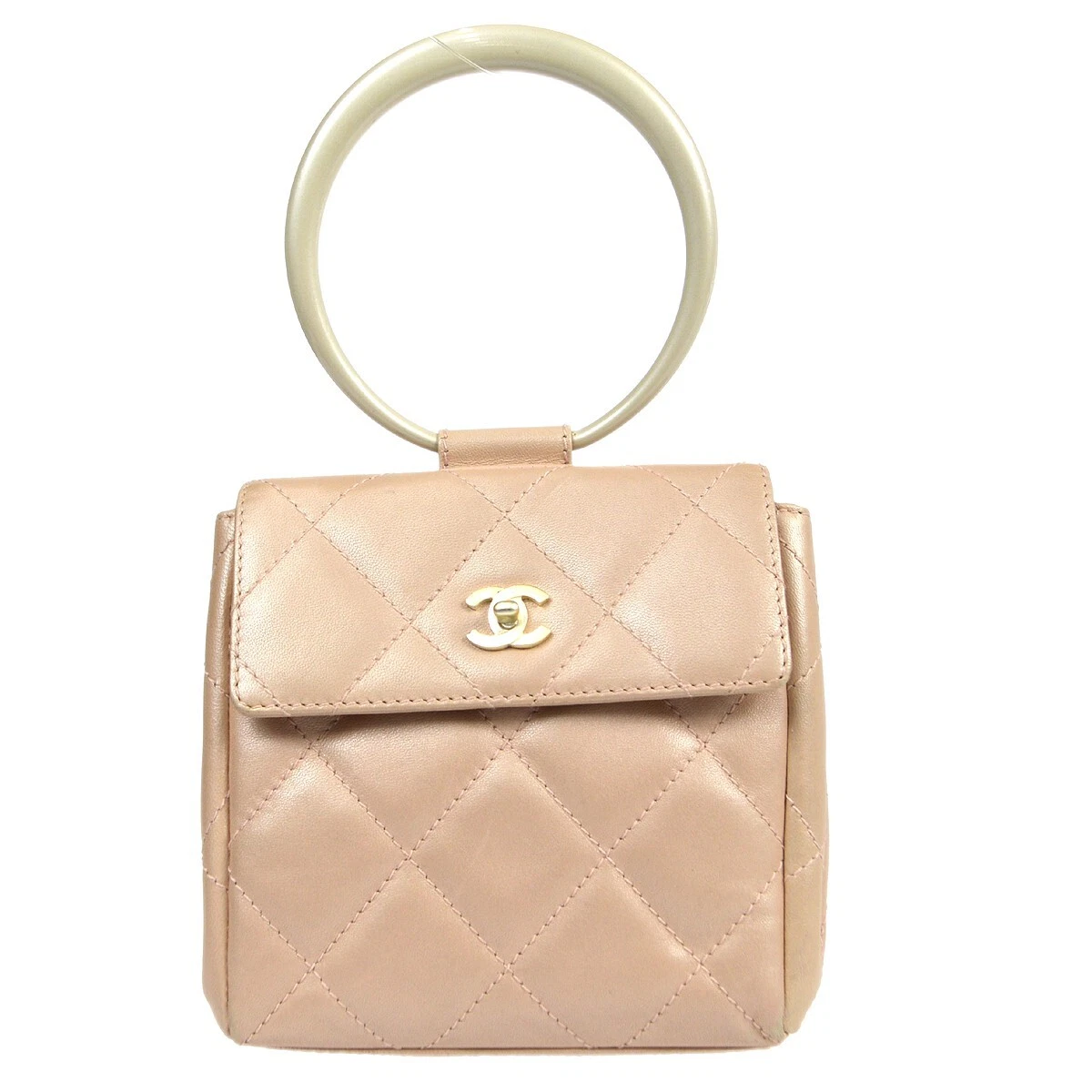 Chanel Quilted Top Handle Mini Handbag Pink Lambskin 6597826