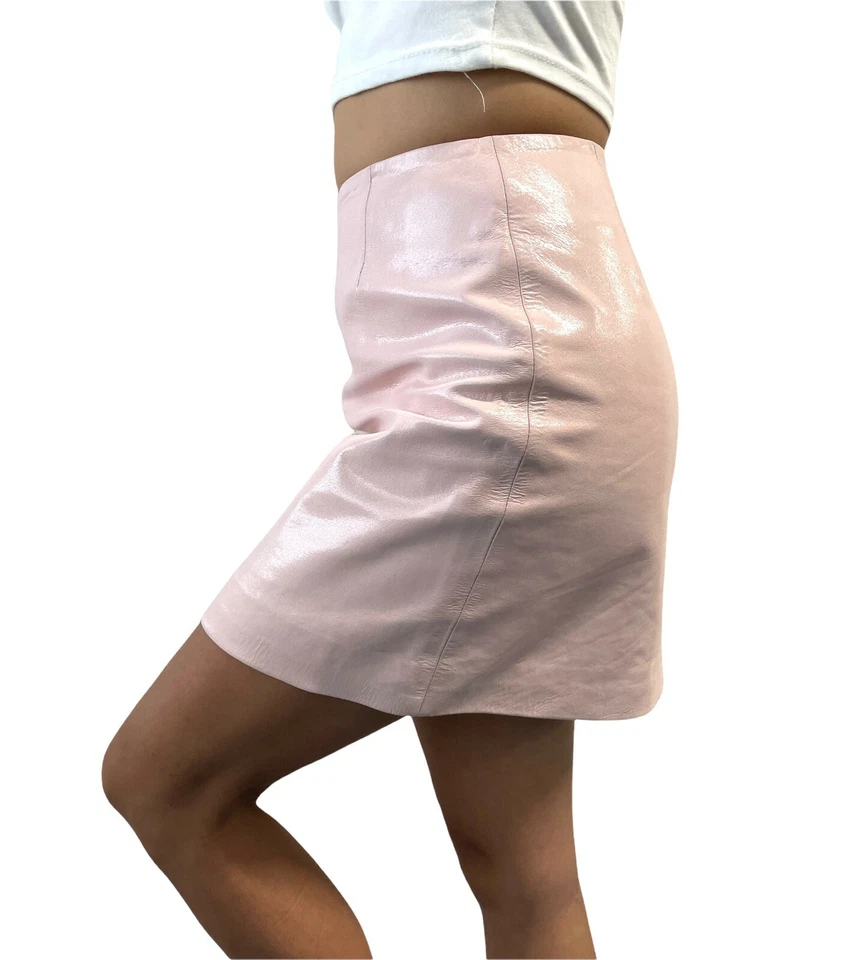 CELINE Vintage Lamb Leather Mini Skirt Pink #36 RankAB - Image 2 of 4