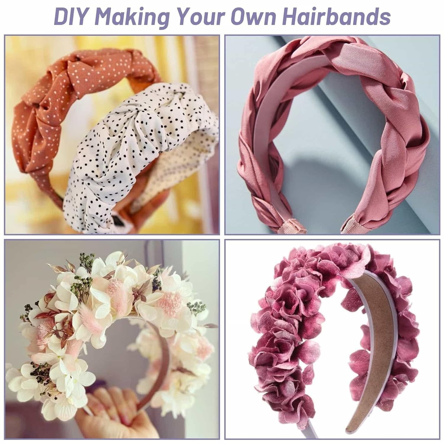 16 Pcs Satin Headbands Bulk 1 Inch Antislip Ribbon Hair Bands Plain