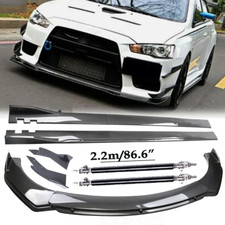 Carbon Fiber Front Bumper Lip Spoiler 86.6 Side Skirt Kit For Mitsubishi Lance Carbon Fiber Front Bumper Lip Spoiler 86.6 Side Skirt Kit For Mitsubishi Lance