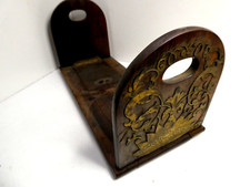 ANTIQUE ROSEWOOD ORNATE BRASS DECORATIVE ADJUSTABLE DESK BOOKSTAND SHELF RACK