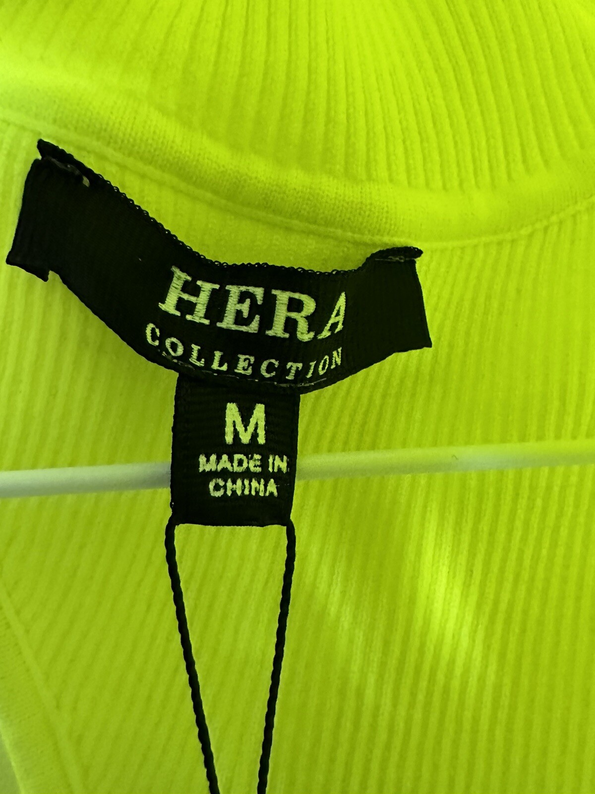 HERA Neon Yellow Stretch Ribbed Dress, Size M Length 36&rdquo;