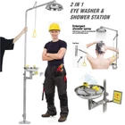 Eye Wash Station Combination Emergency Shower + Eyewash Station Stainless Steel
