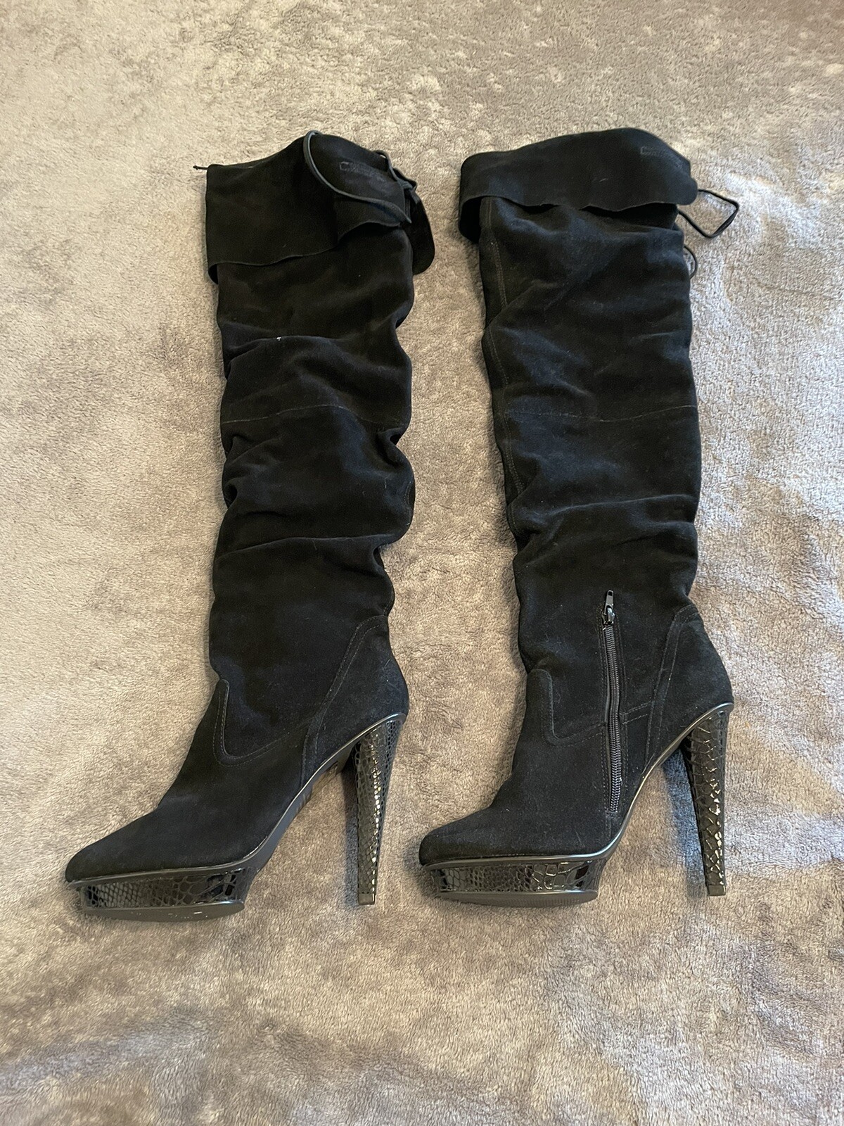 Black Suede Bakers Thigh High Leather Platform Boots … Gem