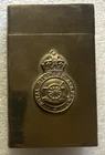 WW2 Royal Military Academy - Brass Trench Art Cigarette Case / Box - KC Badge