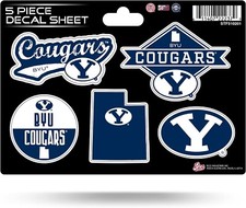 BYU Cougars 5 Piece Decal Sticker Sheet Laptop Phone Drinkware Notebook