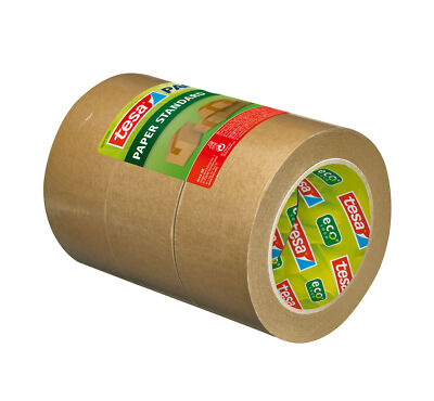 tesa Packband Klebeband eco Paketband Kleberolle aus Papier 3er Pack 50 m : 50