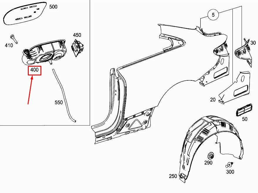 MERCEDES-BENZ E Coupe C238 Fuel Tank Filler Recess A2386307500