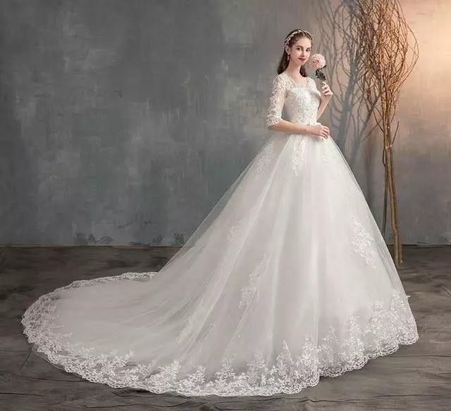 Half sleeve wedding best sale gowns